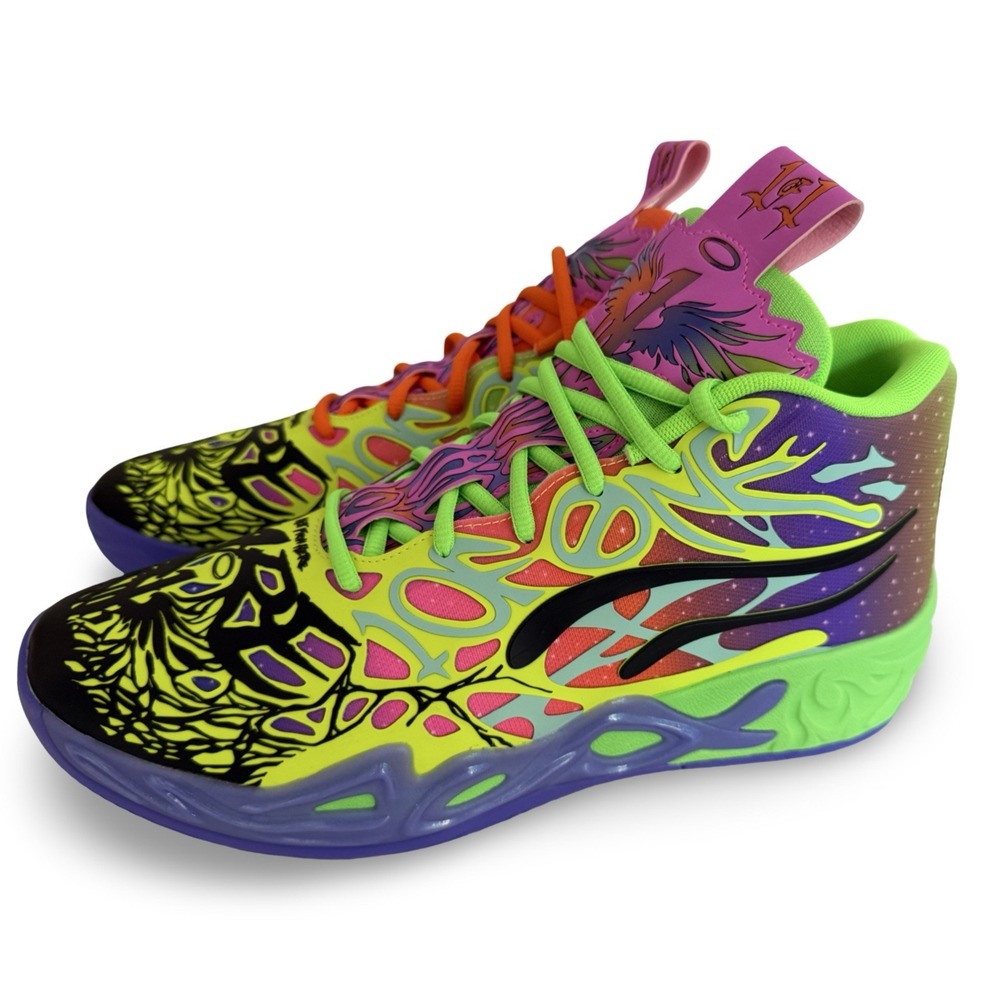 Puma MB.03 Toxic LaMelo Ball Mens Basketball Shoes Purple Green Rare Hoops 12
